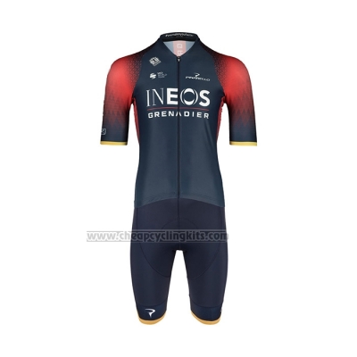 2022 Cycling Jersey Ineos Grenadiers Deep Blue Red Short Sleeve and Bib Short