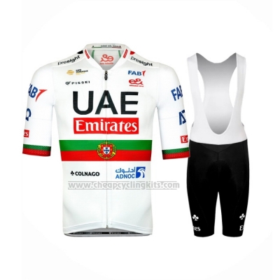 2024 Cycling Jersey UAE Portugal Champion White Short Sleeve And Bib Short