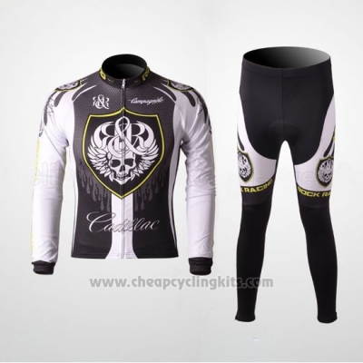 2010 Cycling Jersey Rock Racing Silver and White Long Sleeve and Bib Tight