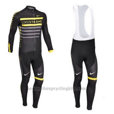 2013 Cycling Jersey Livestrong Black and Yellow Long Sleeve and Bib Tight [BQXE-2106]