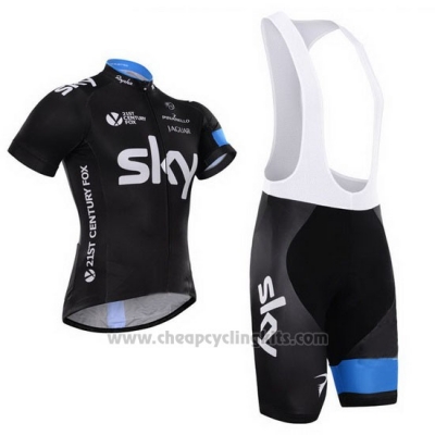 2015 Cycling Jersey Sky Sky Blue and Black Short Sleeve and Bib Short