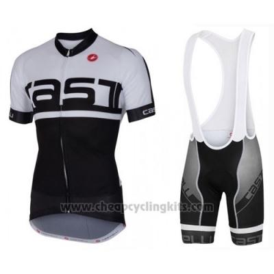 2016 Cycling Jersey Castelli White Black Short Sleeve and Bib Short