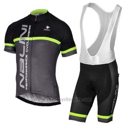 2017 Cycling Jersey Nalini Brivio Black and Gray Short Sleeve and Bib Short