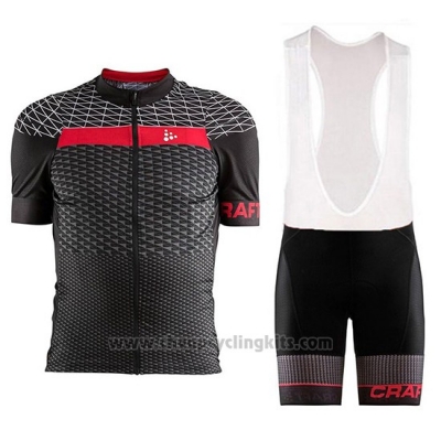 2018 Cycling Jersey Craft Route Black and Red Short Sleeve and Bib Short [BQXE-1849]