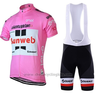 2018 Cycling Jersey Sunweb Pink and White Short Sleeve and Bib Short