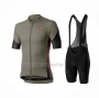 2021 Cycling Jersey Castelli Dark Green Short Sleeve and Bib Short