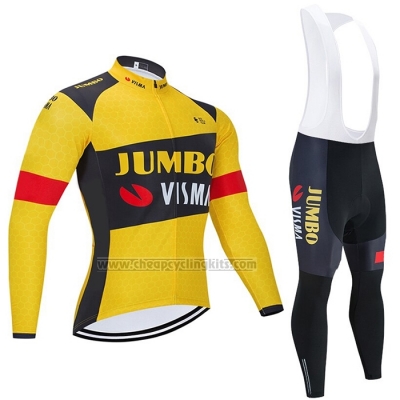 2021 Cycling Jersey Jumbo Visma Yellow Long Sleeve and Bib Short