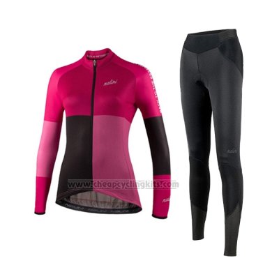 2021 Cycling Jersey Women Nalini Pink Purple Long Sleeve and Bib Short