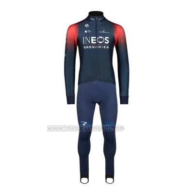 2022 Cycling Jersey Ineos Grenadiers Dark Blue Long Sleeve and Bib Short