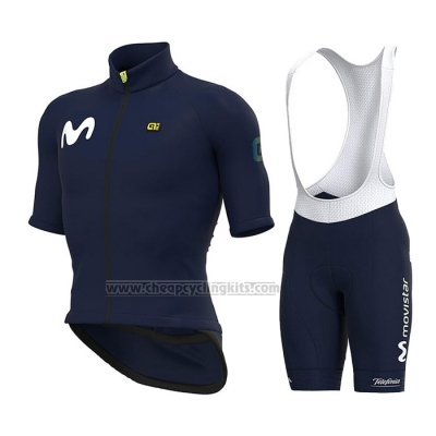 2022 Cycling Jersey Movistar Dark Blue Short Sleeve and Bib Short