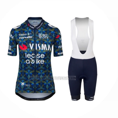 2024 Cycling Jersey Women Jumbo Visma Blue Short Sleeve And Bib Short