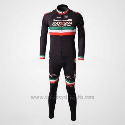 2010 Cycling Jersey Katusha Black Long Sleeve and Bib Tight