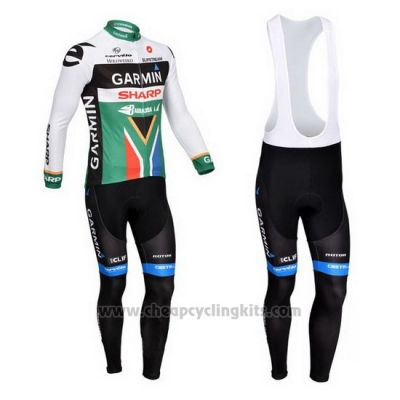 2013 Cycling Jersey Garmin Sharp Champion South Africa Long Sleeve and Bib Tight