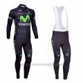 2013 Cycling Jersey Movistar Black Long Sleeve and Bib Tight