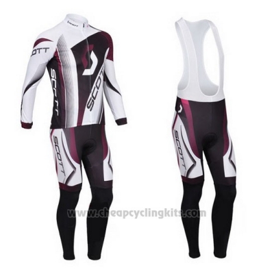 2013 Cycling Jersey Scott White and Fuchsia Long Sleeve and Bib Tight