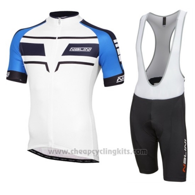 2016 Cycling Jersey Nalini Bluee and White Short Sleeve and Bib Short