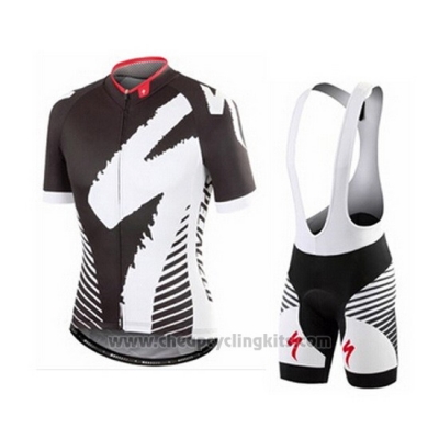 2016 Cycling Jersey Specialized Black and Gray Short Sleeve and Bib Short