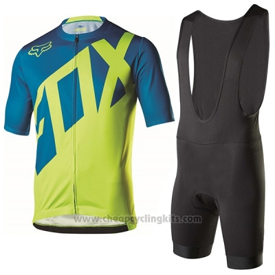 2017 Cycling Jersey Fox Livewire Blue and Green Short Sleeve and Bib Short