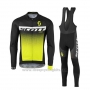 2017 Cycling Jersey Scott Yellow and Black(2) Long Sleeve and Bib Tight