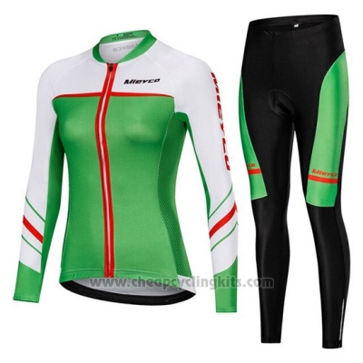 2019 Cycling Clothing Women Mieyco White Green Long Sleeve and Overalls