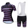 2019 Cycling Jersey Women Teleyi Purple Black Short Sleeve and Bib Short