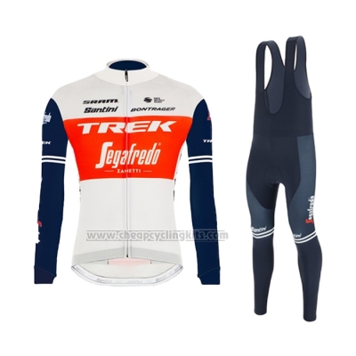 2021 Cycling Jersey Trek Segafredo White Deep Blue Long Sleeve and Bib Short