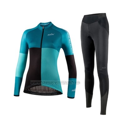 2021 Cycling Jersey Women Nalini Light Green Light Blue Long Sleeve and Bib Short