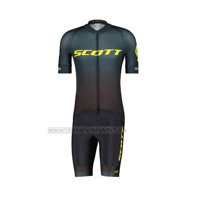 2022 Cycling Jersey Scott Green Brown Short Sleeve and Bib Short