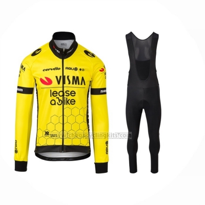 2024 Cycling Jersey Jumbo Visma Yellow Black Long Sleeve And Bib Short