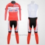 2012 Cycling Jersey Katusha White and Orange Long Sleeve and Bib Tight