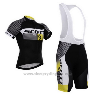 2015 Cycling Jersey Scott White and Black Short Sleeve and Bib Short