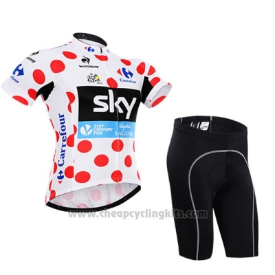 2015 Cycling Jersey Sky Lider White and Red Short Sleeve and Bib Short