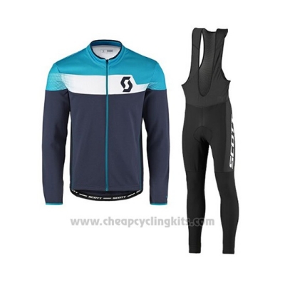 2017 Cycling Jersey Scott Bluee Long Sleeve and Bib Tight