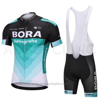 2018 Cycling Jersey Bora Green and Black Short Sleeve and Bib Short