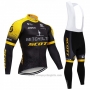 2018 Cycling Jersey Scott Black and Yellow Long Sleeve and Bib Tight