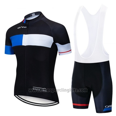 2019 Cycling Jersey Orbea Black Blue White Short Sleeve and Overalls