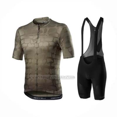 2021 Cycling Jersey Castelli Brown Green Short Sleeve and Bib Short