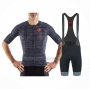 2021 Cycling Jersey Castelli Gray Blue Short Sleeve and Bib Short