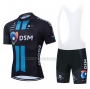 2021 Cycling Jersey DSM Blue Black Short Sleeve and Bib Short