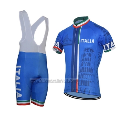 2021 Cycling Jersey Italy Blue Short Sleeve and Bib Short