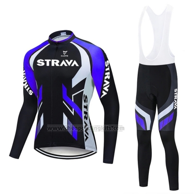 2021 Cycling Jersey STRAVA Purple Black Long Sleeve and Bib Short