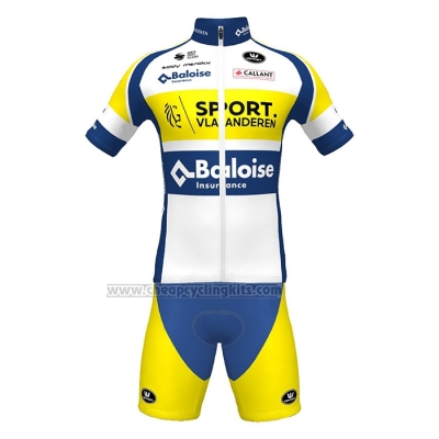 2022 Cycling Jersey Sport Vlaanderen-Baloise Blue Yellow Short Sleeve and Bib Short