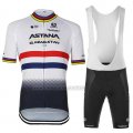 2023 Cycling Jersey Astana White Blue Short Sleeve and Bib Short