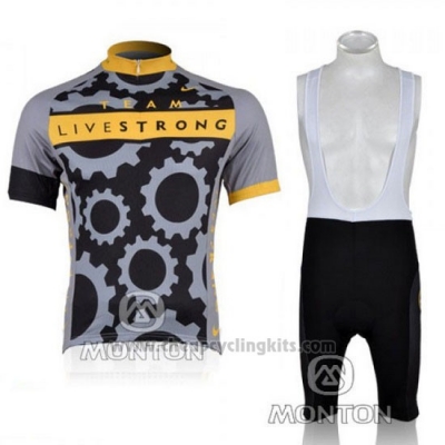 2010 Cycling Jersey Livestrong Gray Short Sleeve and Bib Short