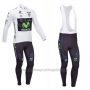 2013 Cycling Jersey Movistar Lider White Long Sleeve and Bib Tight