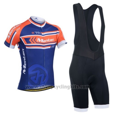 2014 Cycling Jersey Monton Orange and Blue Short Sleeve and Bib Short