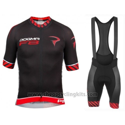 2016 Cycling Jersey Pinarello Black and Red Short Sleeve and Bib Short