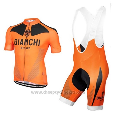 2017 Cycling Jersey Bianchi Orange Short Sleeve and Bib Short