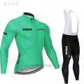 2019 Cycling Jersey STRAVA Green Long Sleeve and Overalls