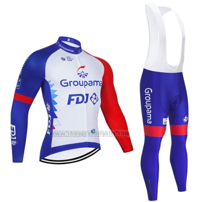 2021 Cycling Jersey Groupama-FDJ Blue White Red Long Sleeve and Bib Short